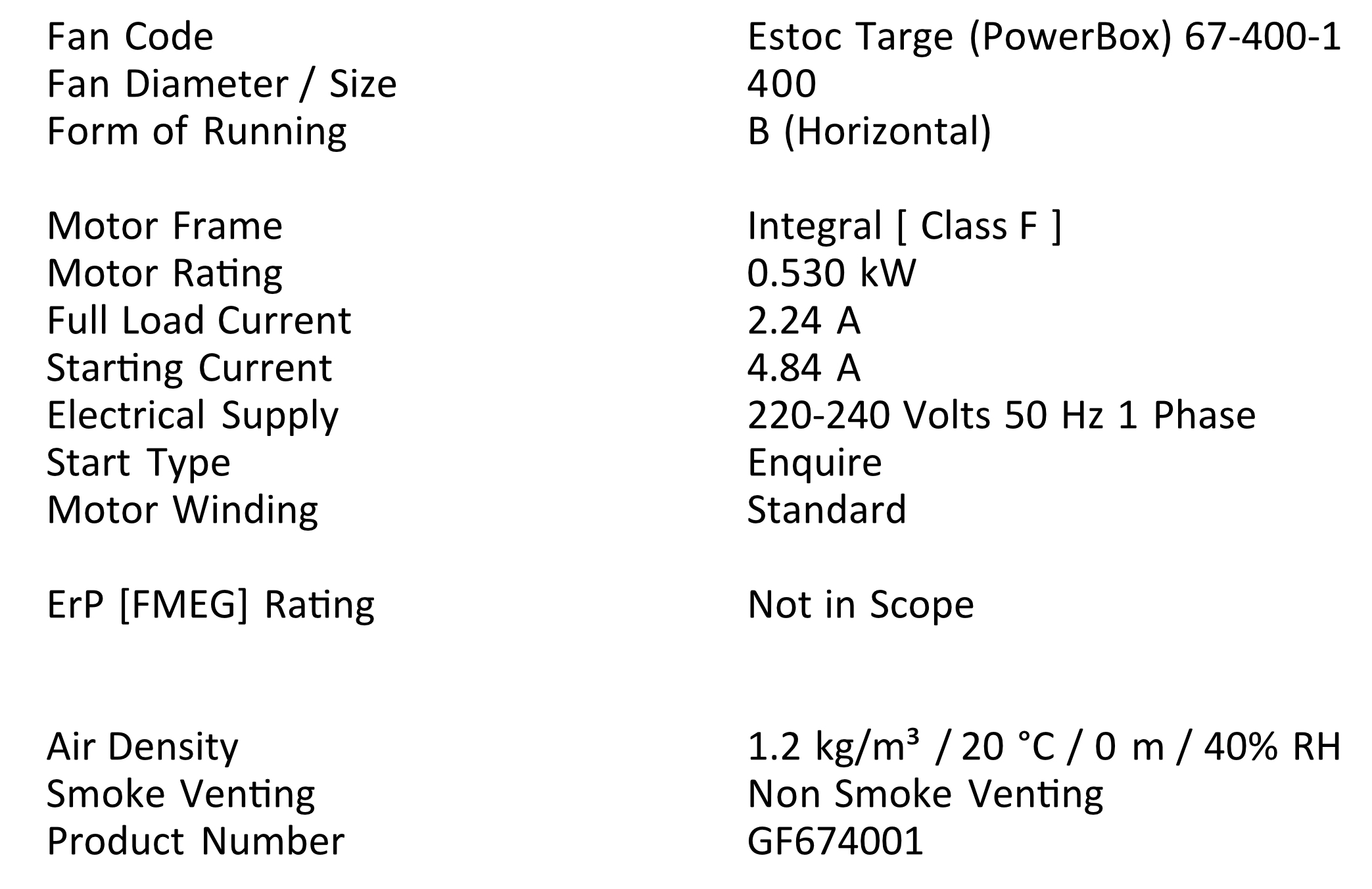 Estoc Targe (powerbox) 67-400-1