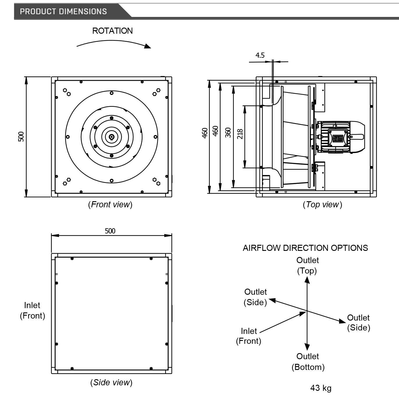 Powerbox 3 50-315-3 Dimensions