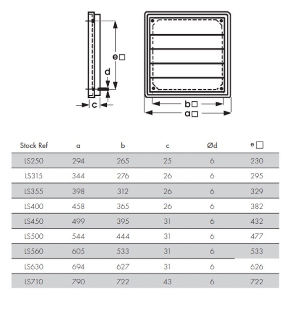 Vent Axia LS355 Plastic Louvre Shutter