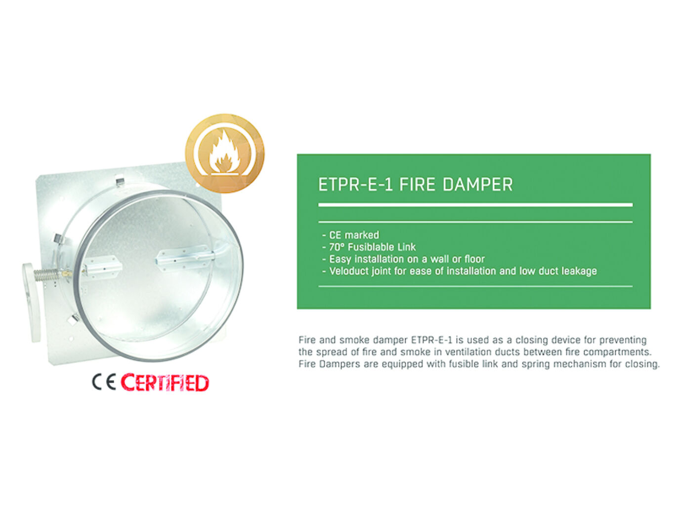 etpr-e-1-300-01-0 : Flakt Woods ETPR-E-1-300-01-0 Fire Damper also known as MFD & ETPR- 17