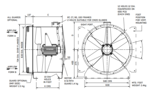 63JM/25/2/3/22-deg 2pole 3ph Long Cased Axial Fan
