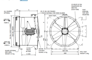 63JM/20/4/6/36-deg 4pole 3ph Long Cased Axial Fan