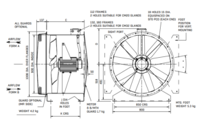 90JM/25/4/9/32-deg 4pole 3ph Long Cased Axial Fan